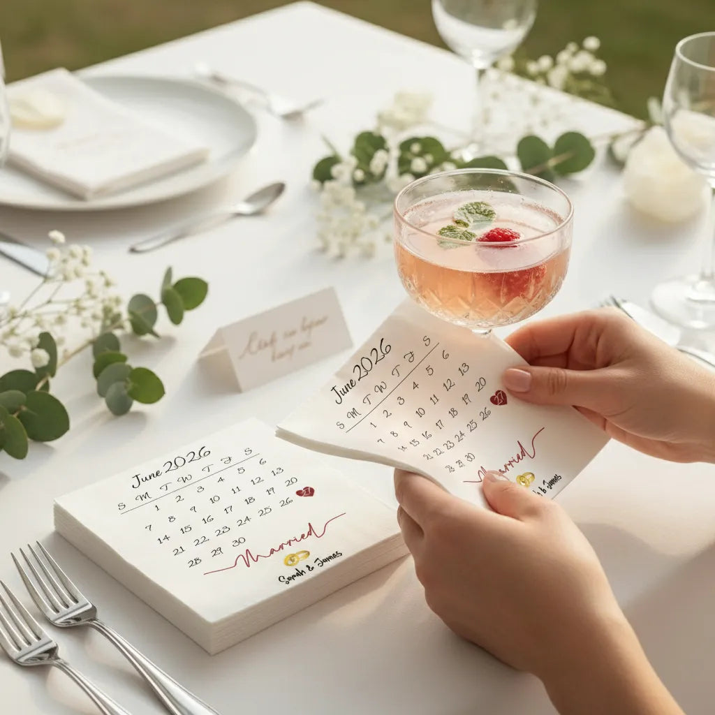 Custom Wedding Calendar Cocktail Napkins
