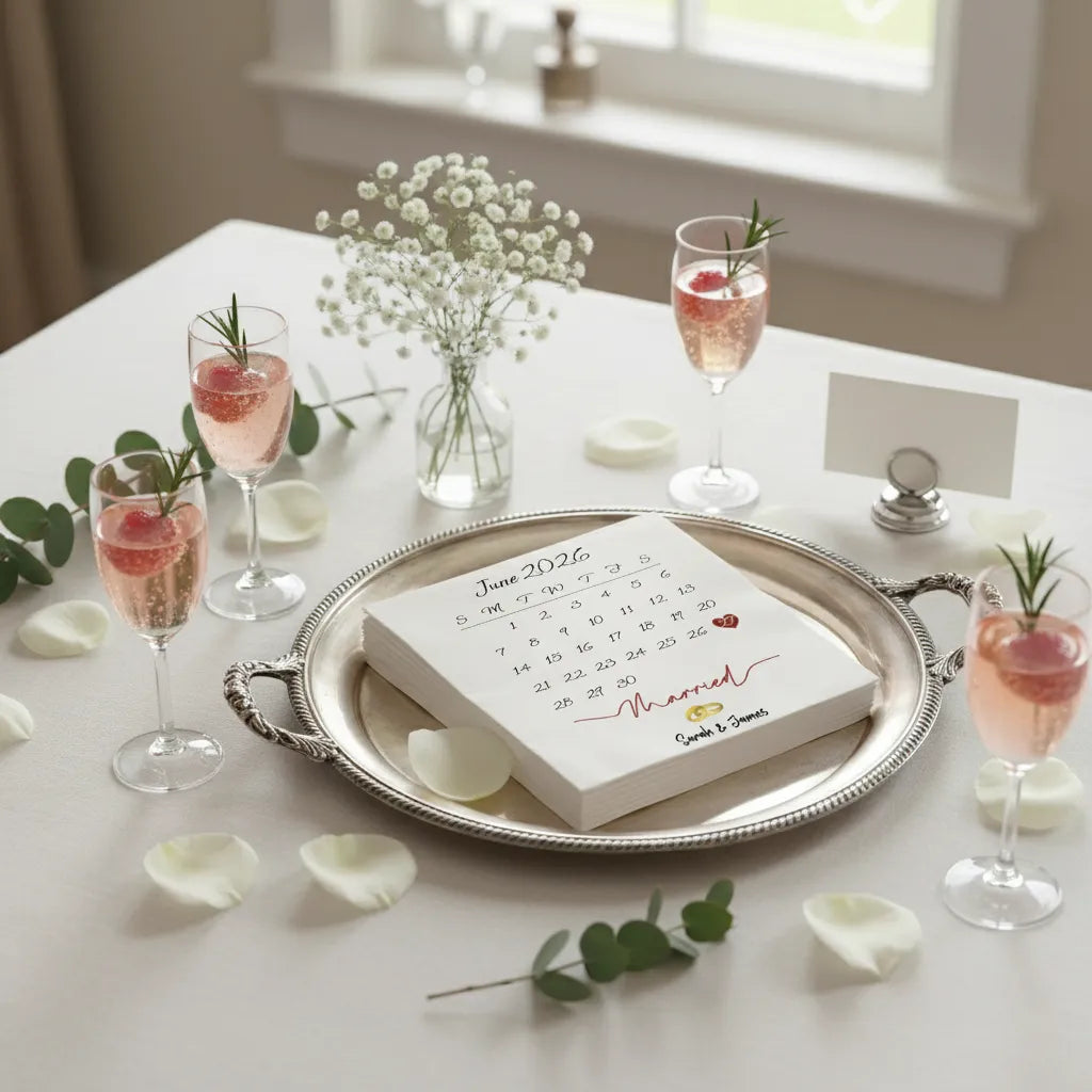 Custom Wedding Calendar Cocktail Napkins